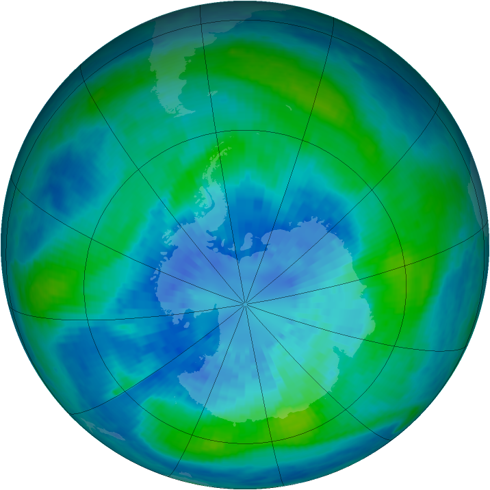Antarctic ozone map for 27 March 2002